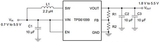 Texas Instruments 的 TPS61099x 系列的示意图